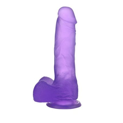 17,5 Cm Şeffaf Realistik Damarlı Vantuzlu Mor Dildo Penis