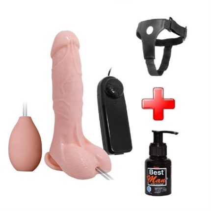 19,3 Cm Belden Bağlamalı Su Fışkırtmalı Realistik Titreşimli Penis Anal Vajinal Dildo Mastürbatör