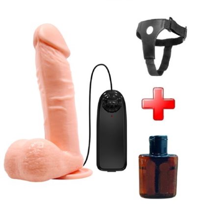 19,5 Cm Belden Bağlamalı Gerçekçi Titreşimli Dildo Vibratör Penis