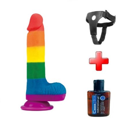 19,5 Cm Belden Bağlamalı Renkli Realistik Vantuzlu Dildo Penis
