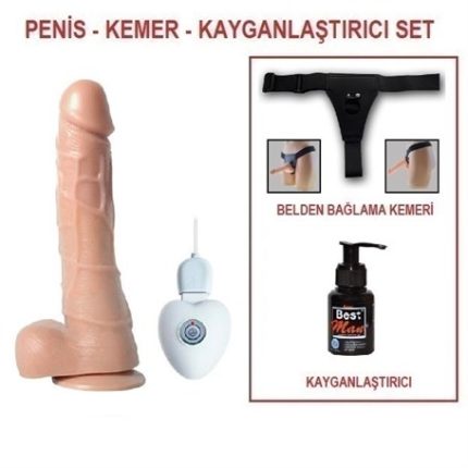 20 Cm Belden Bağlamalı Titreşimli Realistik Dildo Penis Set