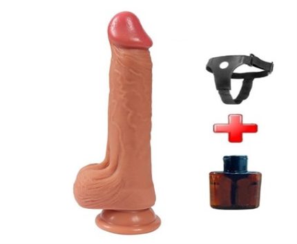 20 Cm Belden Bağlamalı Yeni Nesil Çift Katmanlı Realistik Vantuzlu Dildo Penis - Jack