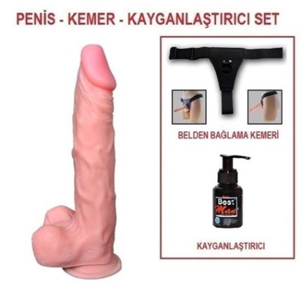 21 Cm Belden Bağlamalı Gerçekçi Dildo Penis Set