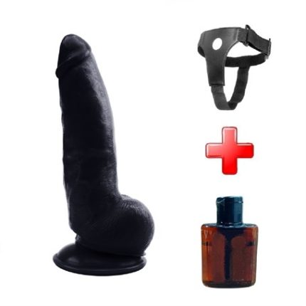 21,5 Cm Belden Bağlamalı Realistik Vantuzlu Zenci Dildo Penis