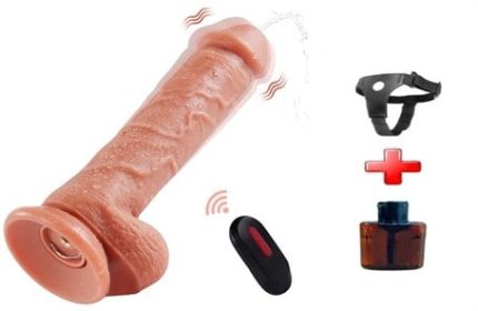 21,5 Cm Belden Bağlamalı Uzaktan Kumandalı Su Fışkırtmalı Vantuzlu Realistik Dildo Penis