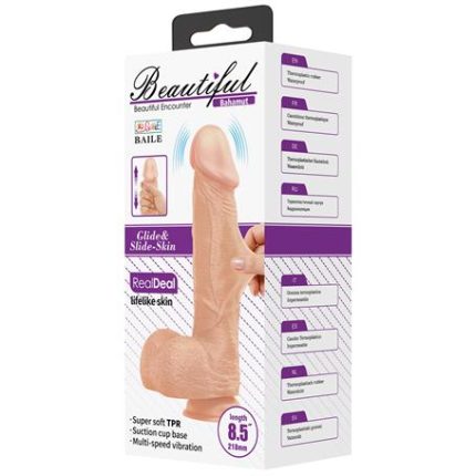 21,8 Cm Titreşimli Gerçekçi Kalın Dildo Penis - Bahamut