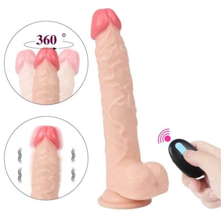 23 Cm Oynar Başlı Uzaktan Kumandalı Titreşimli Dildo - Jeff