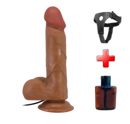 Belden Bağlamalı 21,8 Cm Çift Katmanlı Gerçekçi Titreşimli Dildo Vibratör Penis - Bahamut