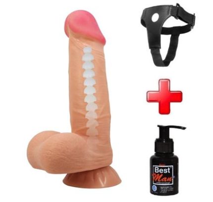 Belden Bağlamalı 21,8 Cm Kıkırdak Yapılı Çift Katmanlı Gerçekçi Dildo Penis