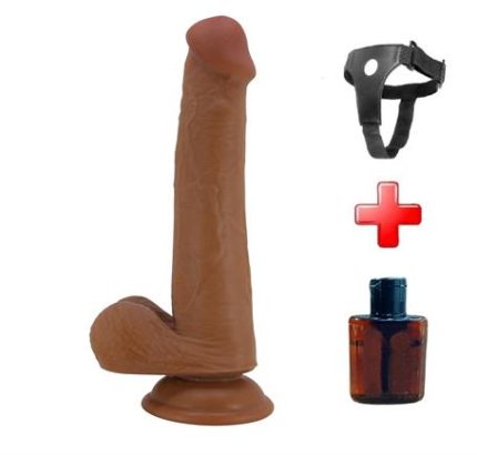Belden Bağlamalı 22 Cm Yeni Nesil Çift Katmanlı Realistik Vantuzlu Dildo Penis - Tallen