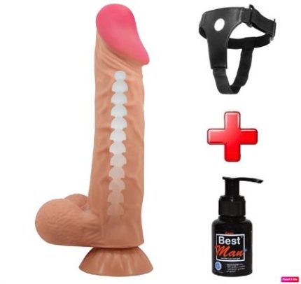 Belden Bağlamalı 24 Cm Kıkırdak Yapılı Çift Katmanlı Gerçekçi Dildo Penis