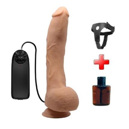 Belden Bağlamalı 27 Cm Titreşimli Gerçekçi Kalın Dildo Penis - Jack