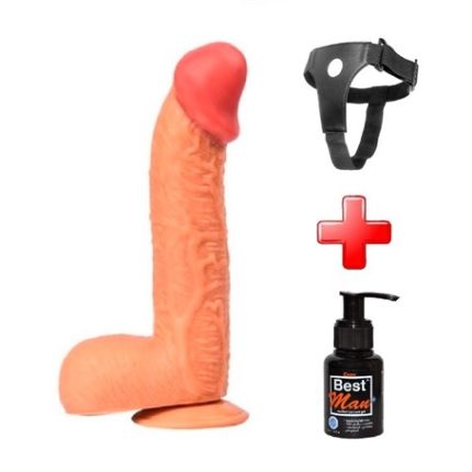 Belden Bağlamalı 27,5 Cm Dev Boy Realistik Vantuzlu Dildo Penis