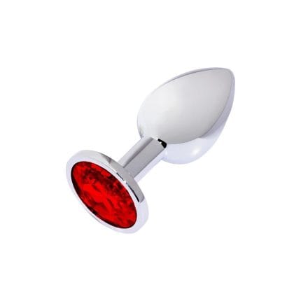 Metal Elmas Taşlı Anal Plug Kırmızı Küçük Boy