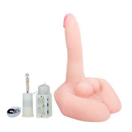 21 Cm Oynar Başlı Titreşimli Sesli Çift Girişli Realistik Vibratör Masturbatör Penis