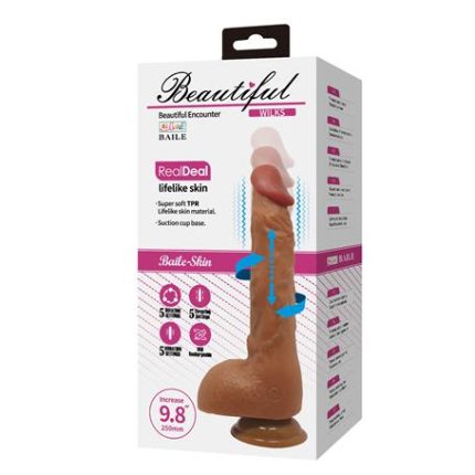 USB Şarjlı 25 Cm Oynar Başlı İleri Geri Hareketli Titreşimli Dildo - Wilks