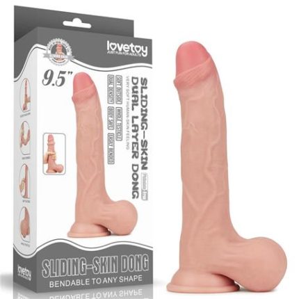 Belden Bağlamalı Yeni Nesil Çift Katmanlı 24,5 Cm Realistik Dildo Penis